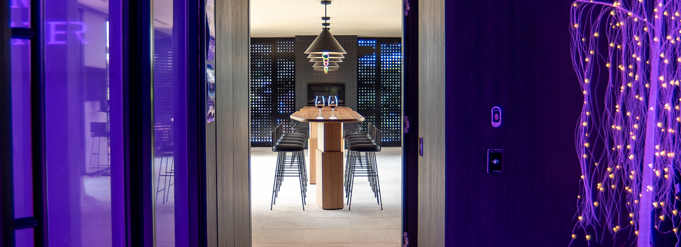Purple entrance of Thicker Than Water cellar door